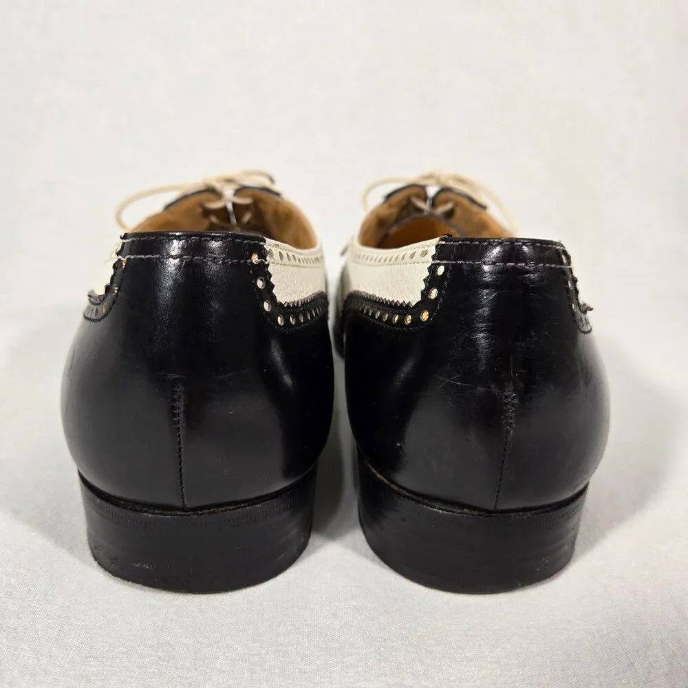 Vintage SPECTATOR COLE HAAN Black&White Wingtip Oxford Dress Shoes Size 9D ITALY - Picture 6 of 17